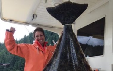 large halibut caught fishing